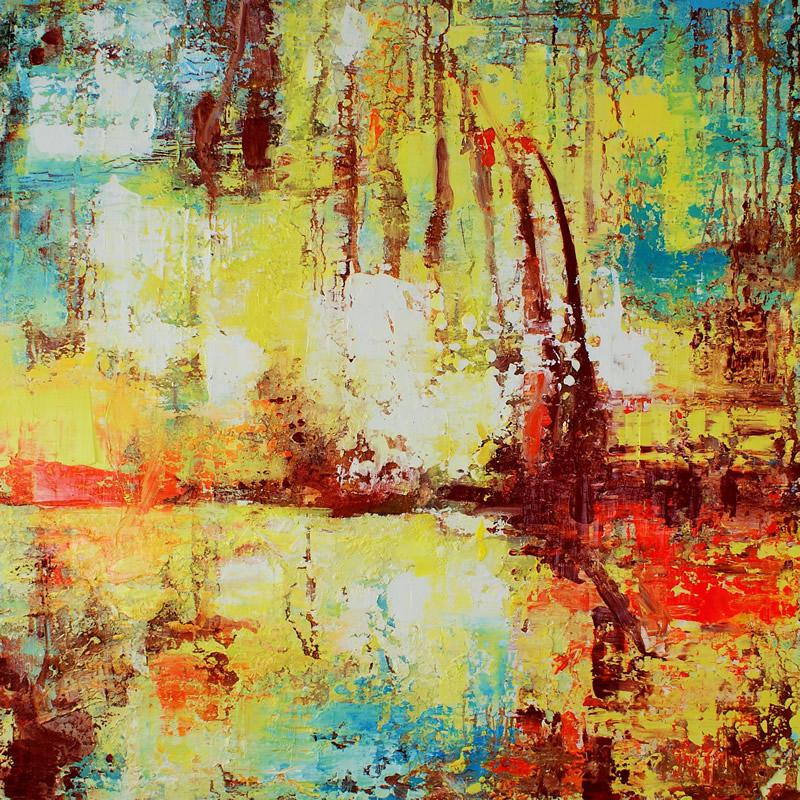 Winter light creeps through the pond (100cmx100cm oil on canvas)Donna Brewins-Cook 2015